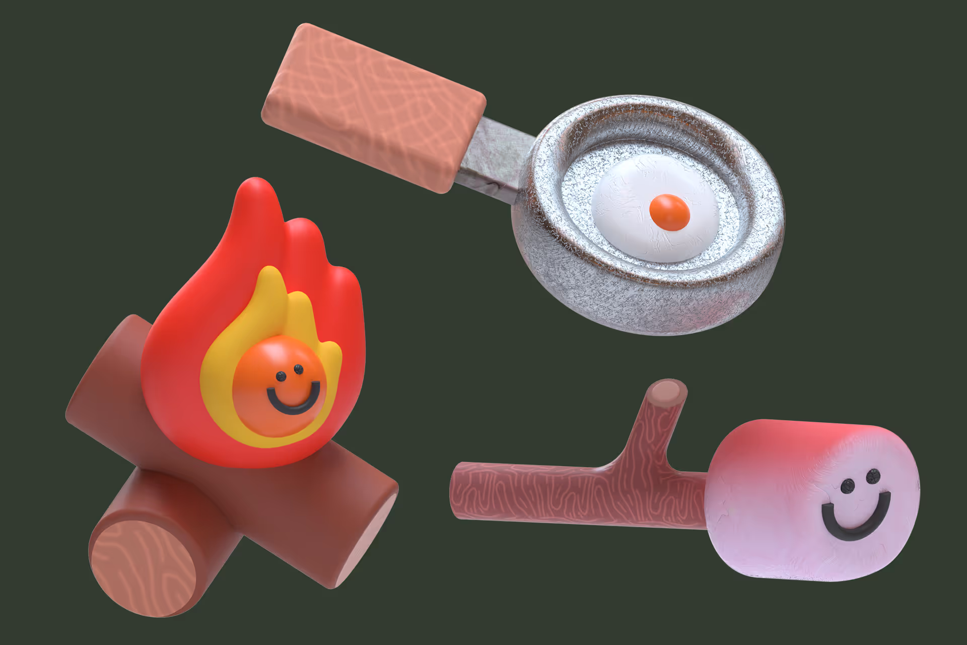 Sticker-style 3D models created in Womp free 3D graphic design platform